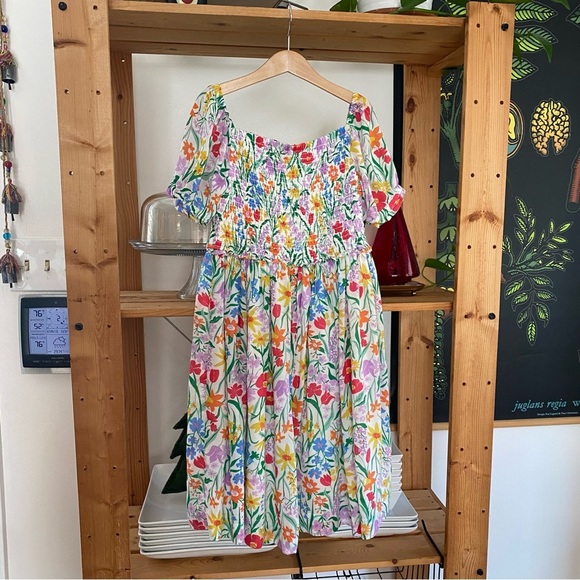 Mini Boden Colorful Smocked Floral Print Dress 7 - Picture 3 of 12